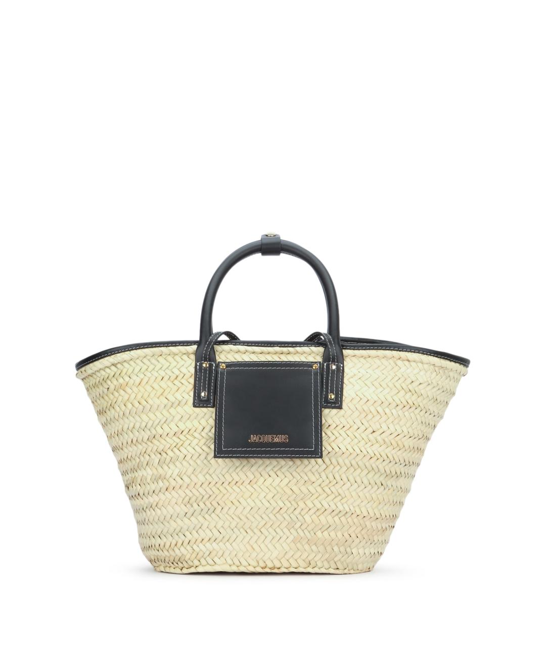 JACQUEMUS Черная пелетеная сумка с короткими ручками, фото 1