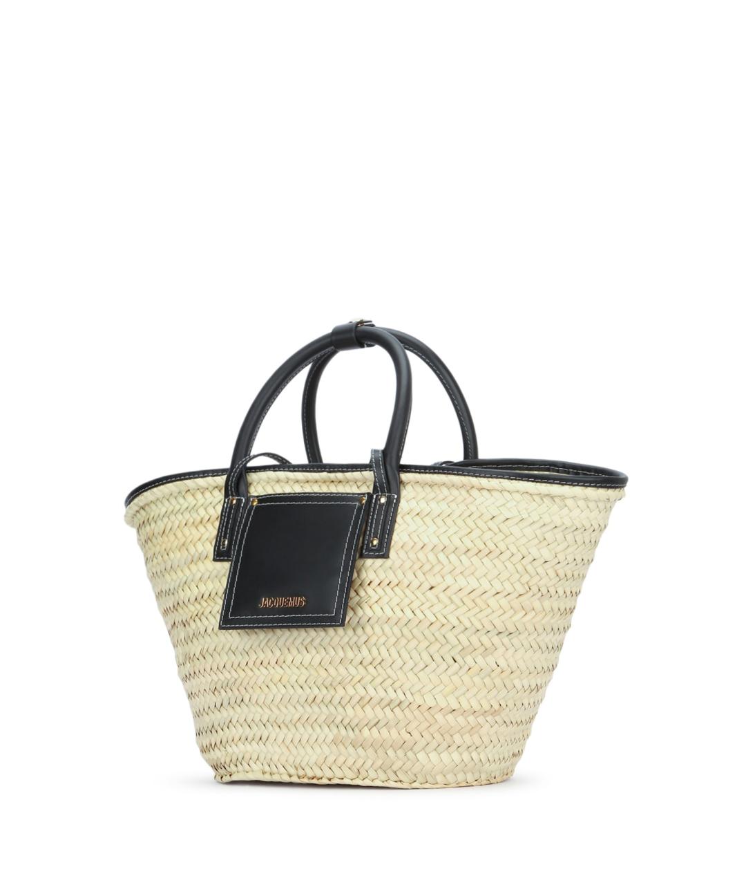 JACQUEMUS Черная пелетеная сумка с короткими ручками, фото 2