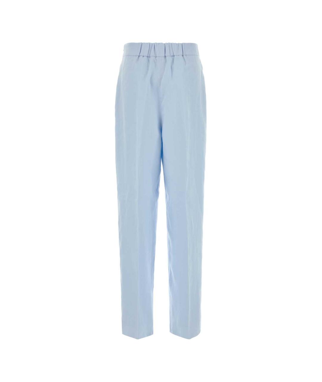 AGNONA Голубые льняные прямые брюки, фото 2