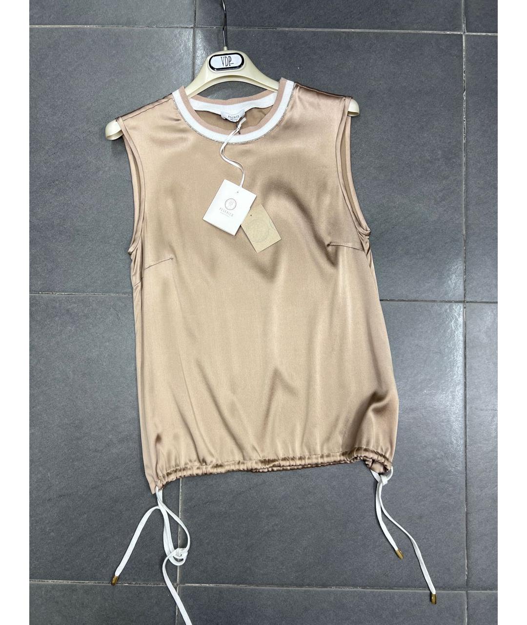 PESERICO Золотая шелковая блузы, фото 3