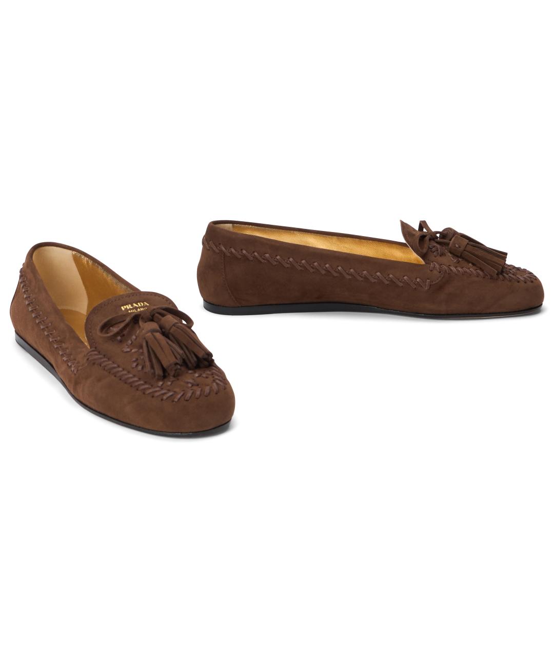 PRADA Коричневые замшевые лоферы, фото 3