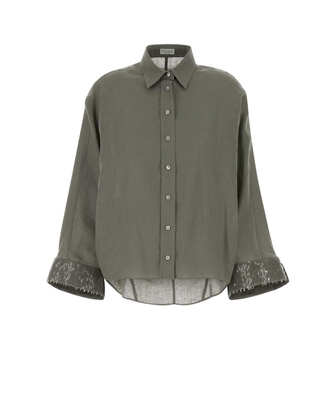 BRUNELLO CUCINELLI Зеленая льняная рубашка, фото 3