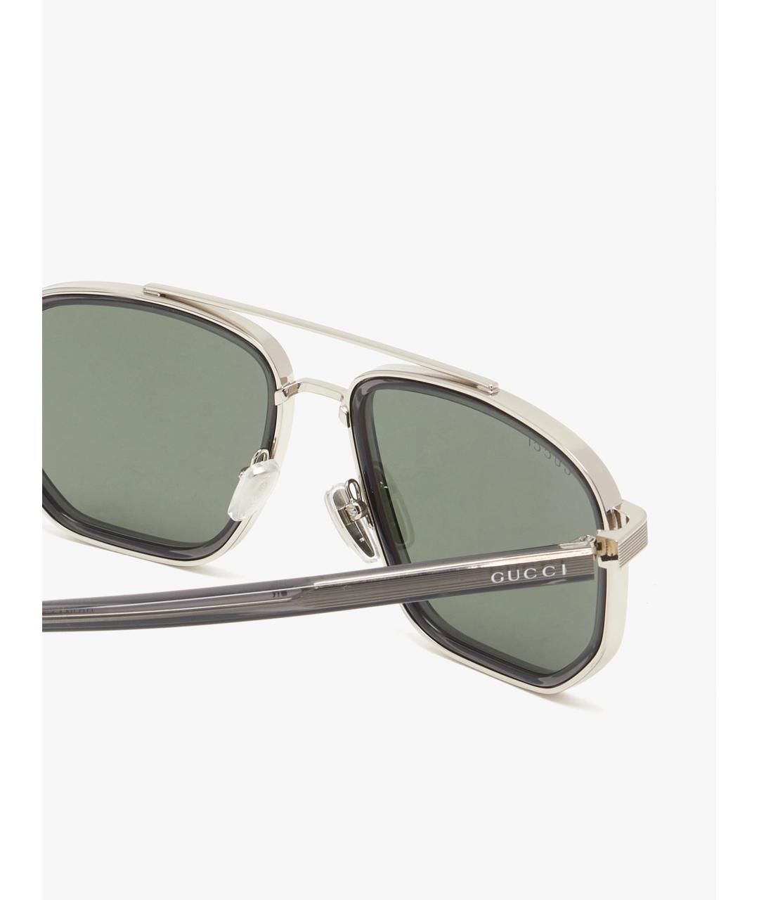 GUCCI Серебряные металлические солнцезащитные очки, фото 2