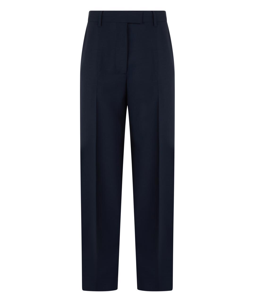 MIU MIU Синие шерстяные прямые брюки, фото 3