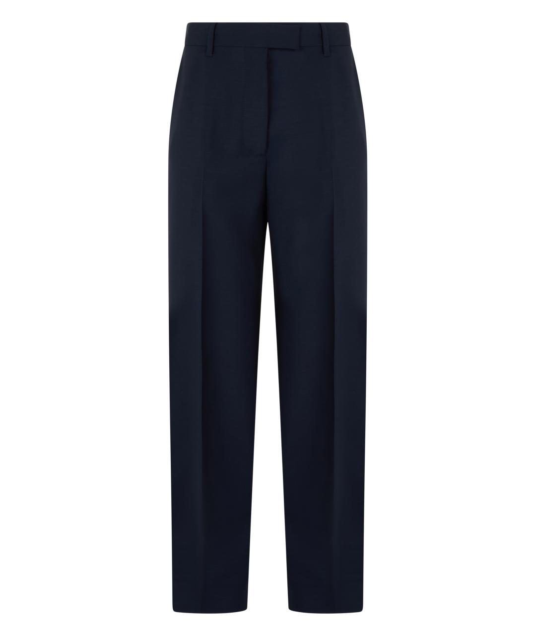 MIU MIU Синие шерстяные прямые брюки, фото 1