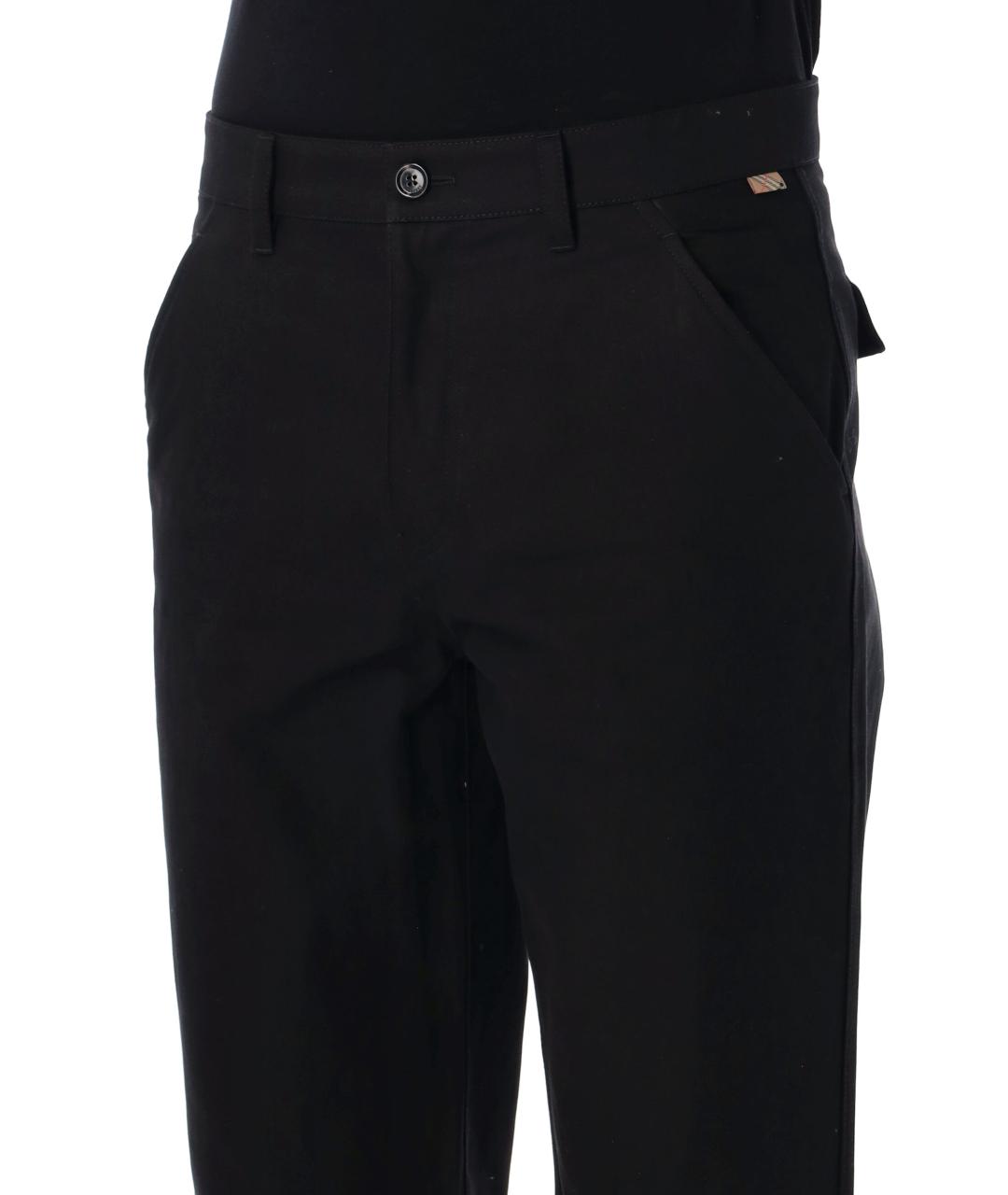 BURBERRY Черные хлопковые повседневные брюки, фото 4