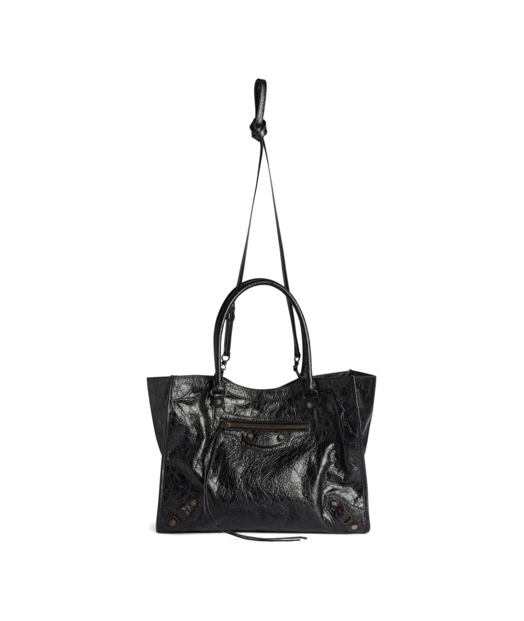 BALENCIAGA Черная кожаная сумка тоут, фото 2