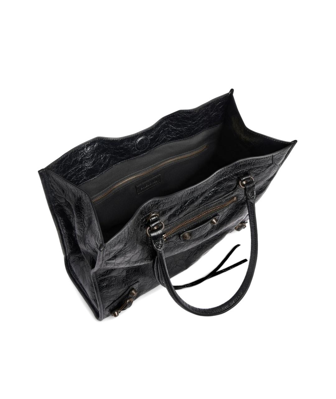 BALENCIAGA Черная кожаная сумка тоут, фото 5