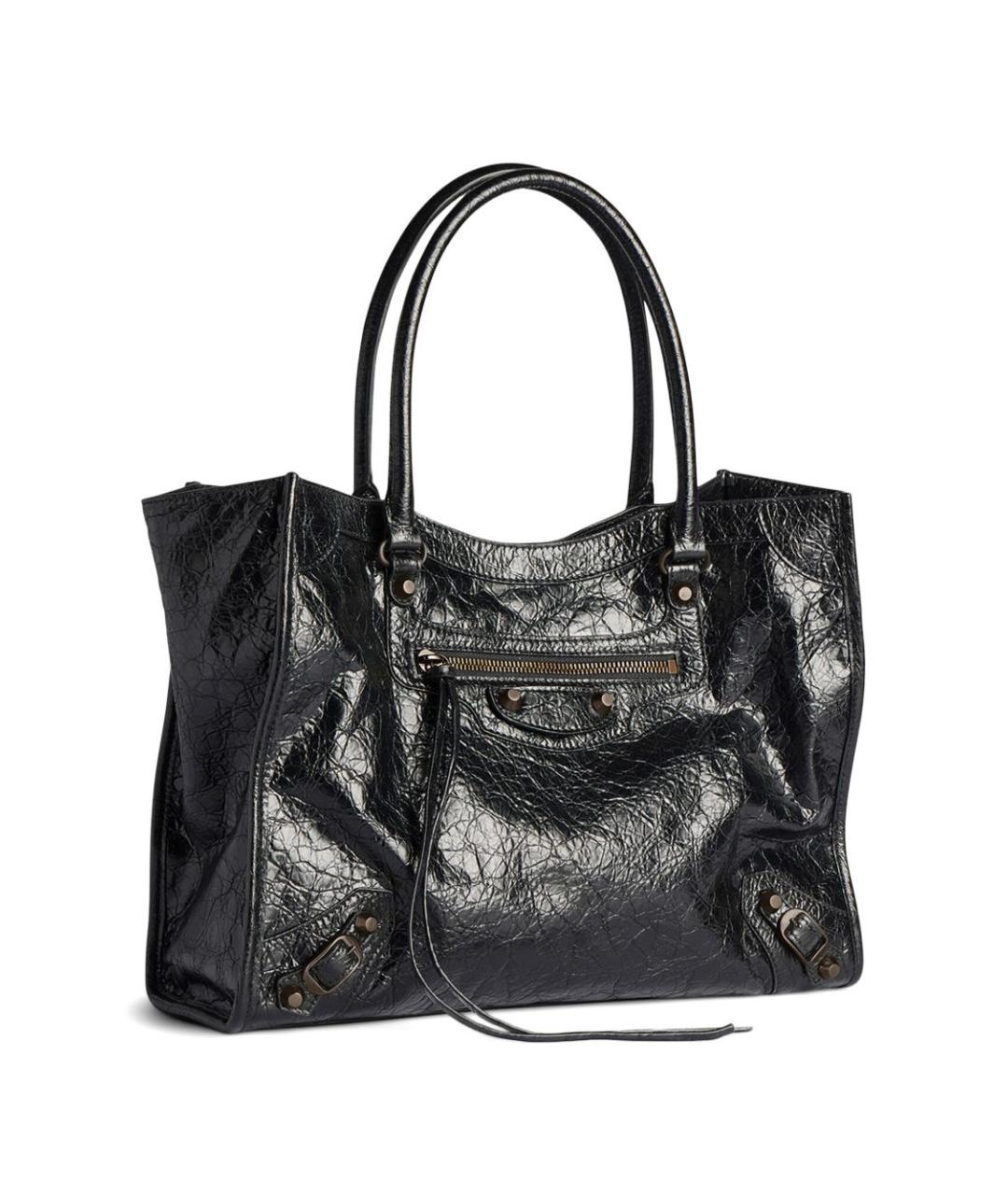 BALENCIAGA Черная кожаная сумка тоут, фото 3