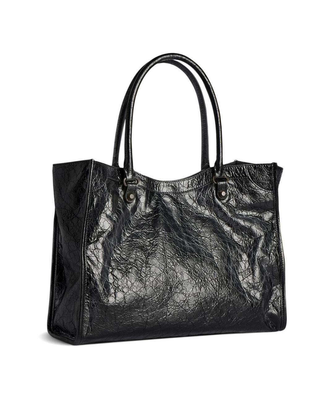 BALENCIAGA Черная кожаная сумка тоут, фото 4