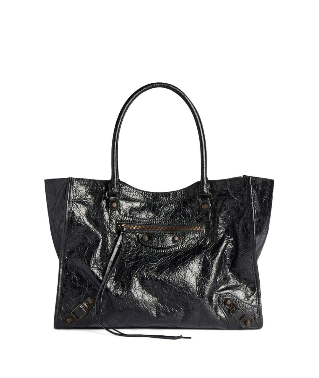 BALENCIAGA Черная кожаная сумка тоут, фото 1