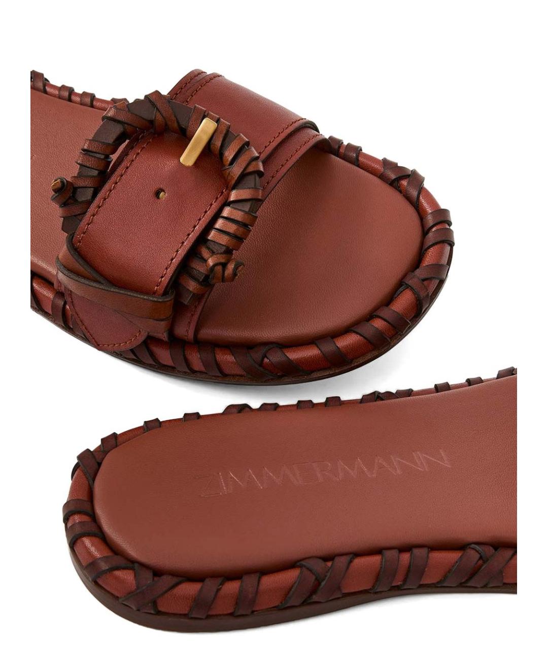 ZIMMERMANN Коричневые кожаные сандалии, фото 4