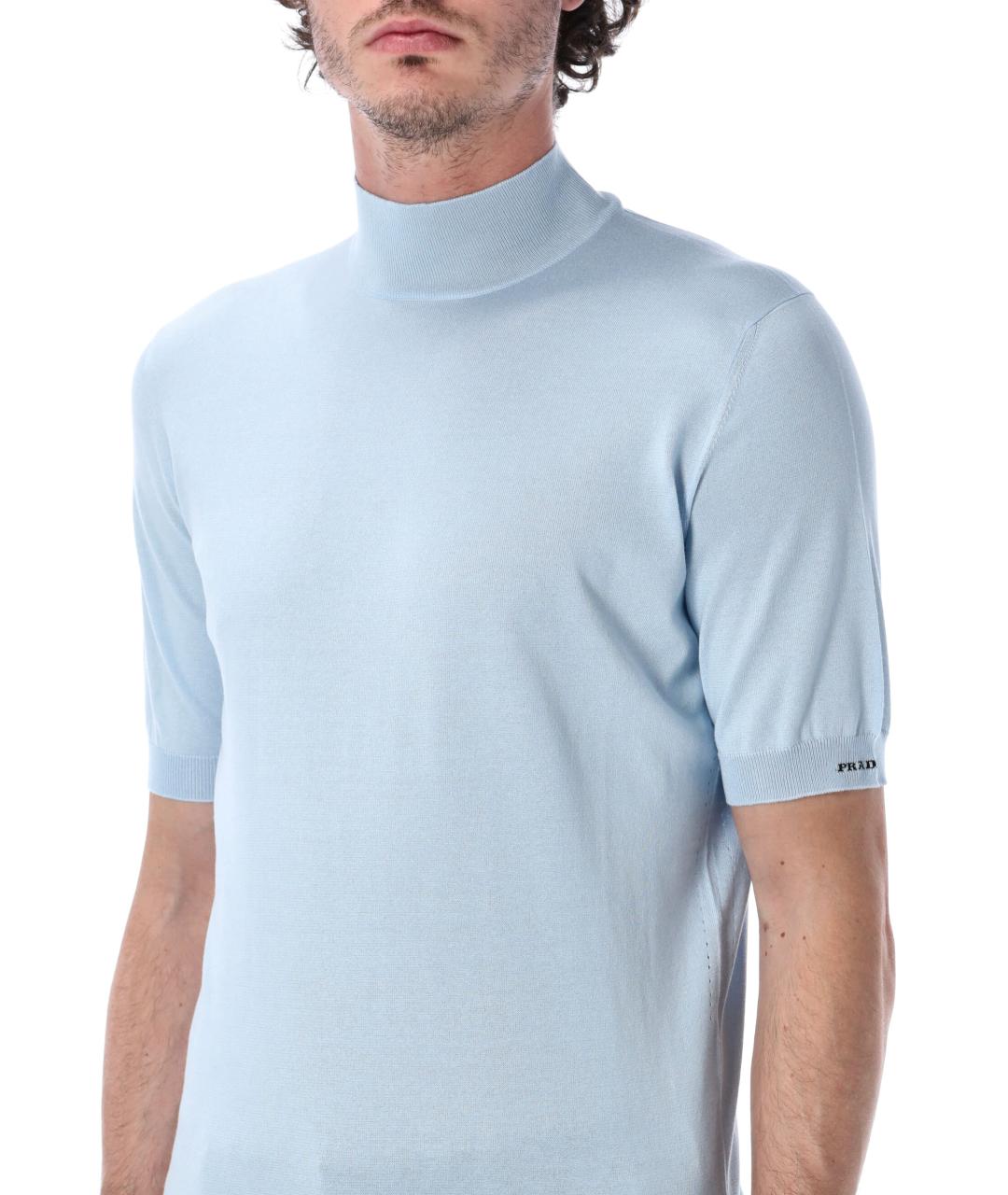 PRADA Голубой хлопковый джемпер / свитер, фото 3