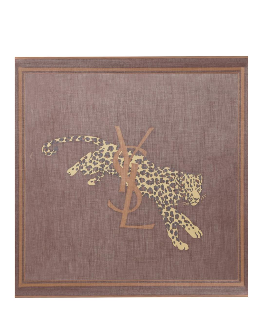 SAINT LAURENT Коричневый шерстяной шарф, фото 3