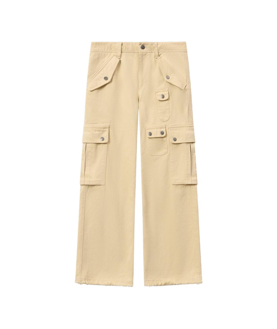 ISABEL MARANT Бежевые хлопковые прямые брюки, фото 1