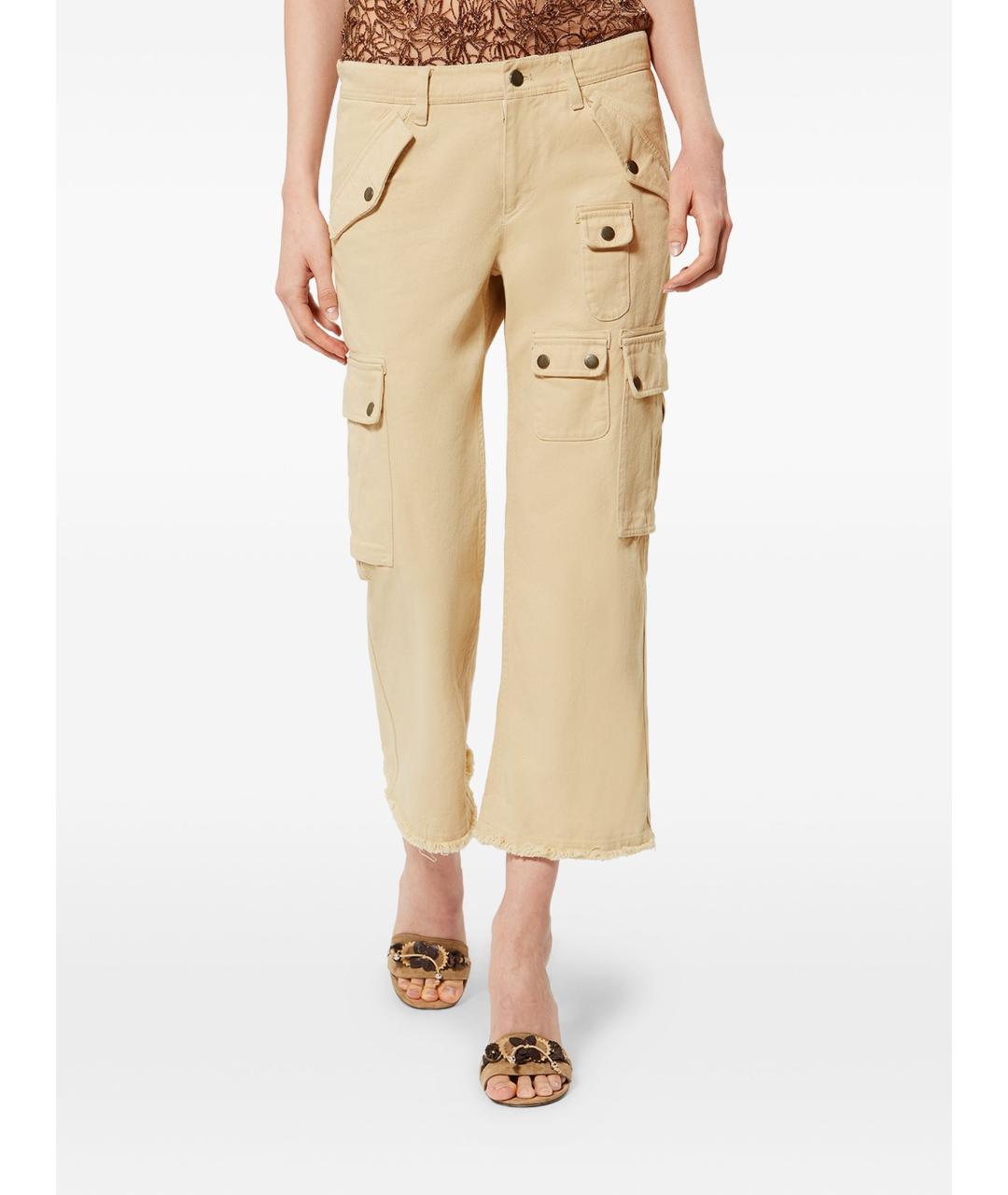 ISABEL MARANT Бежевые хлопковые прямые брюки, фото 2