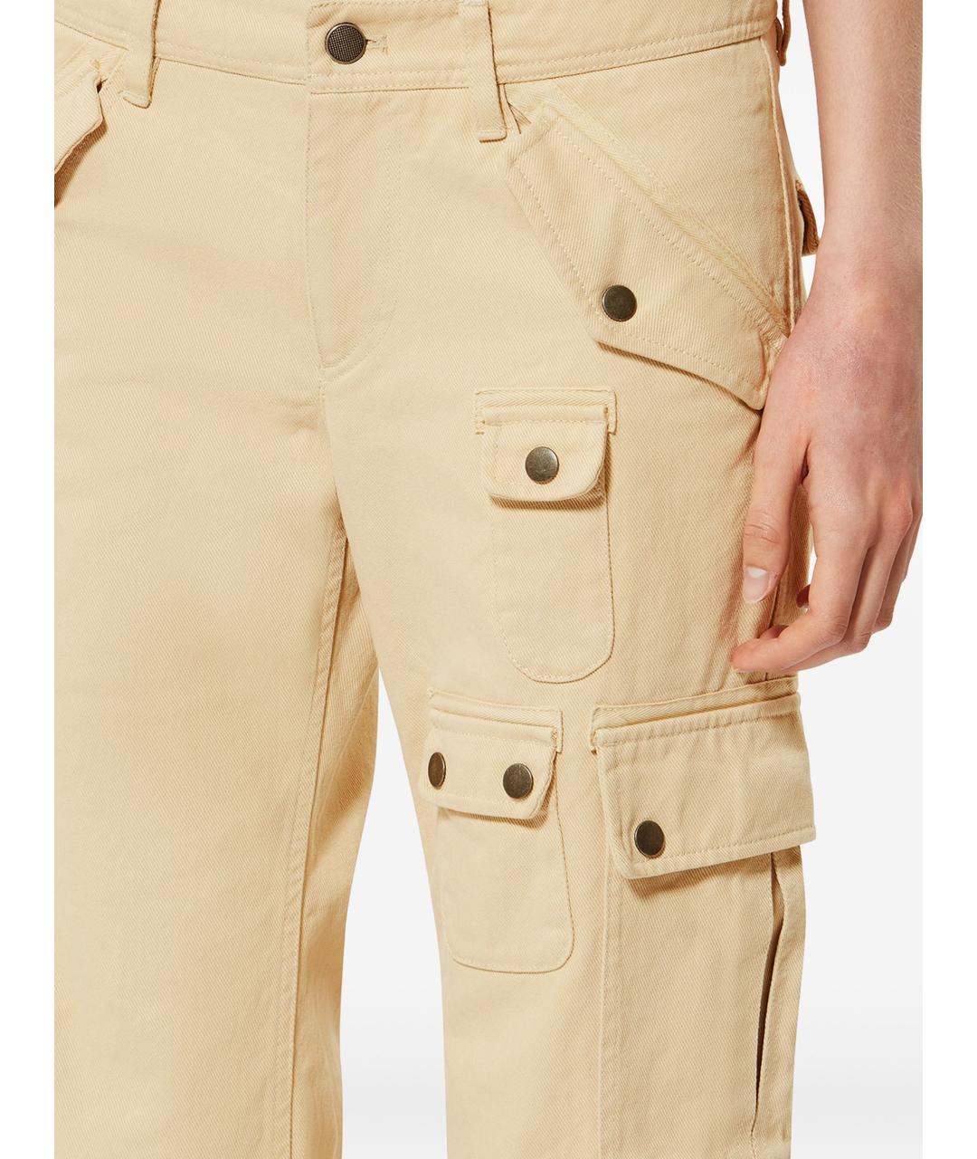 ISABEL MARANT Бежевые хлопковые прямые брюки, фото 3