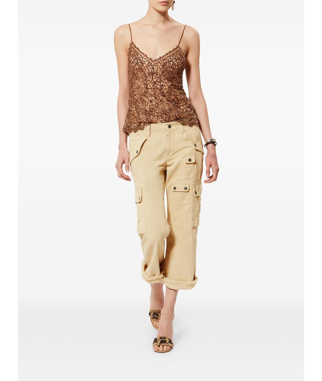 ISABEL MARANT Бежевые хлопковые прямые брюки, фото 5