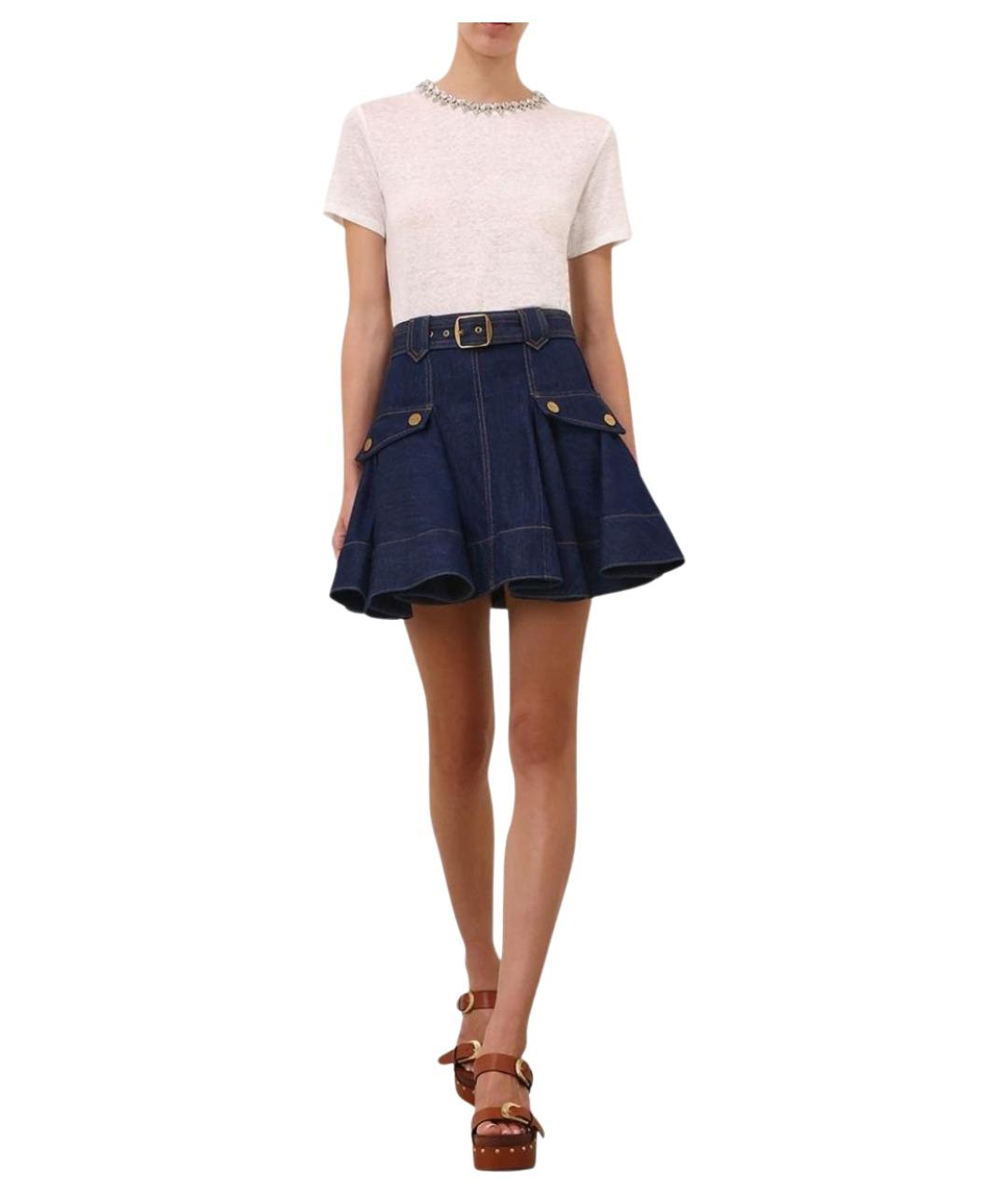 ZIMMERMANN Синяя хлопковая юбка миди, фото 2