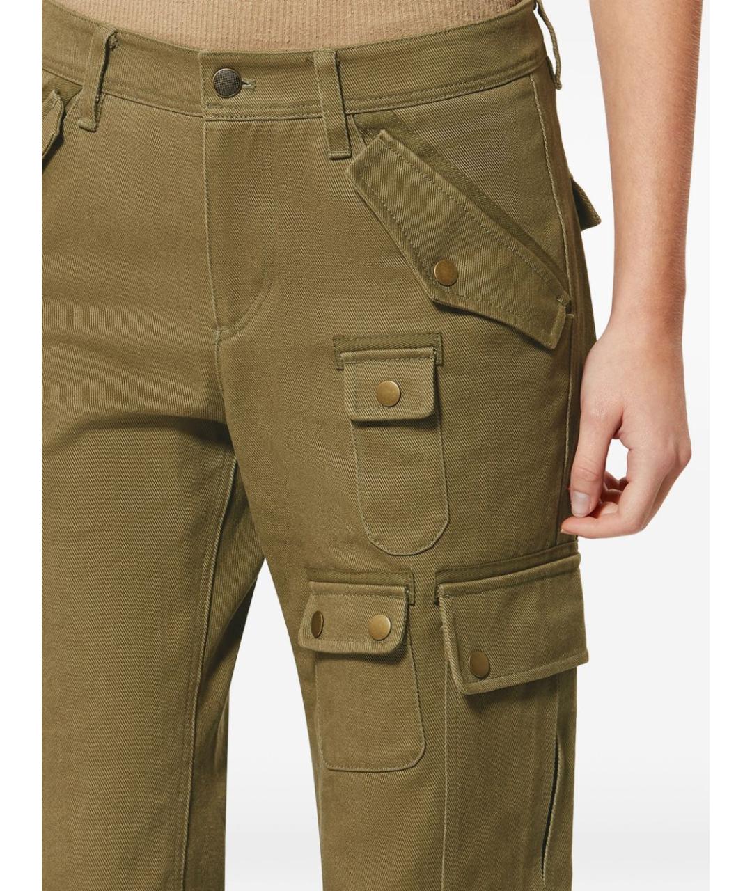 ISABEL MARANT Хаки хлопковые прямые брюки, фото 3