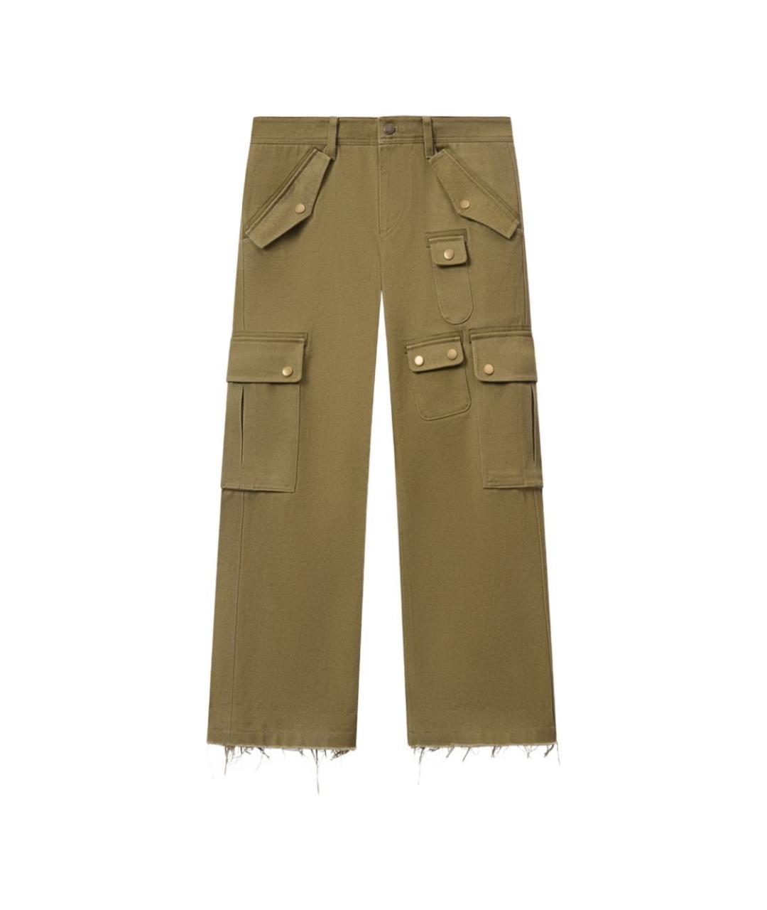 ISABEL MARANT Хаки хлопковые прямые брюки, фото 1