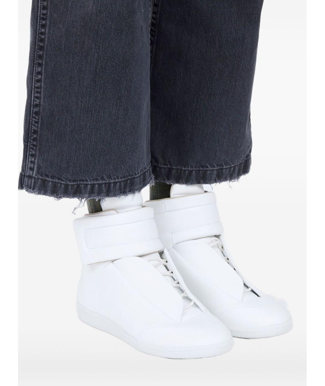 MAISON MARGIELA Белые кожаные высокие кроссовки / кеды, фото 5