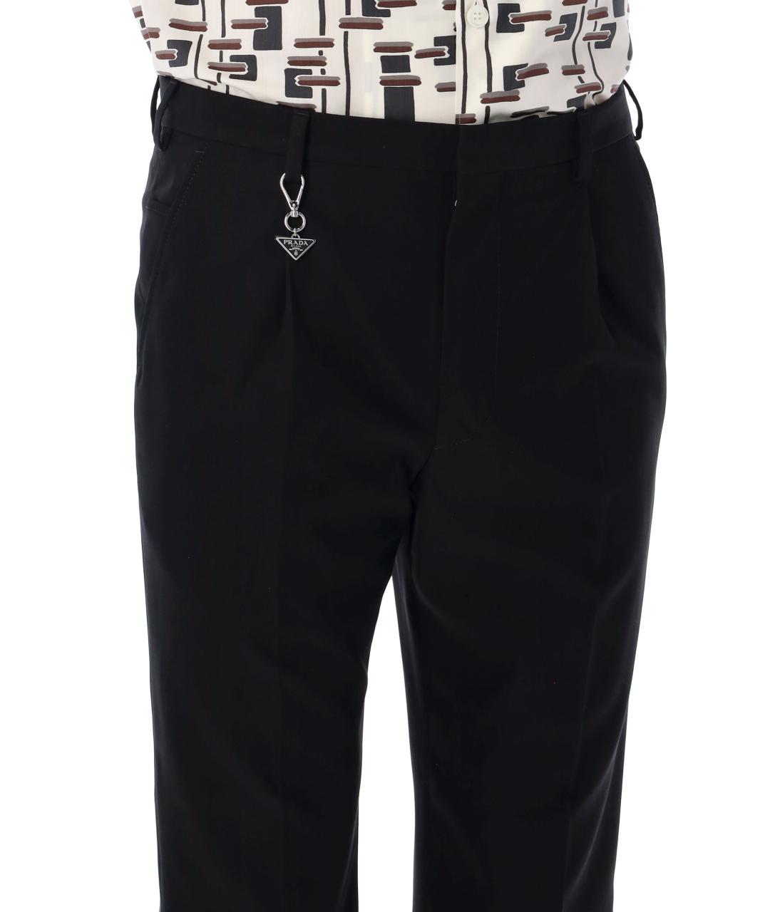 PRADA Черные хлопковые повседневные брюки, фото 3