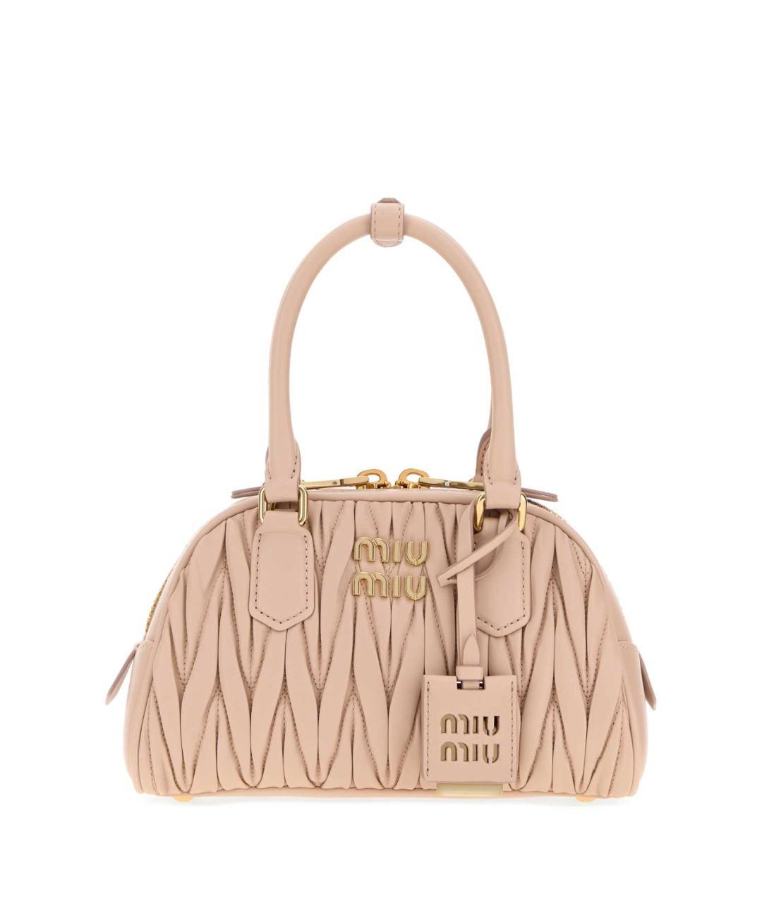 MIU MIU Розовая кожаная сумка с короткими ручками, фото 3