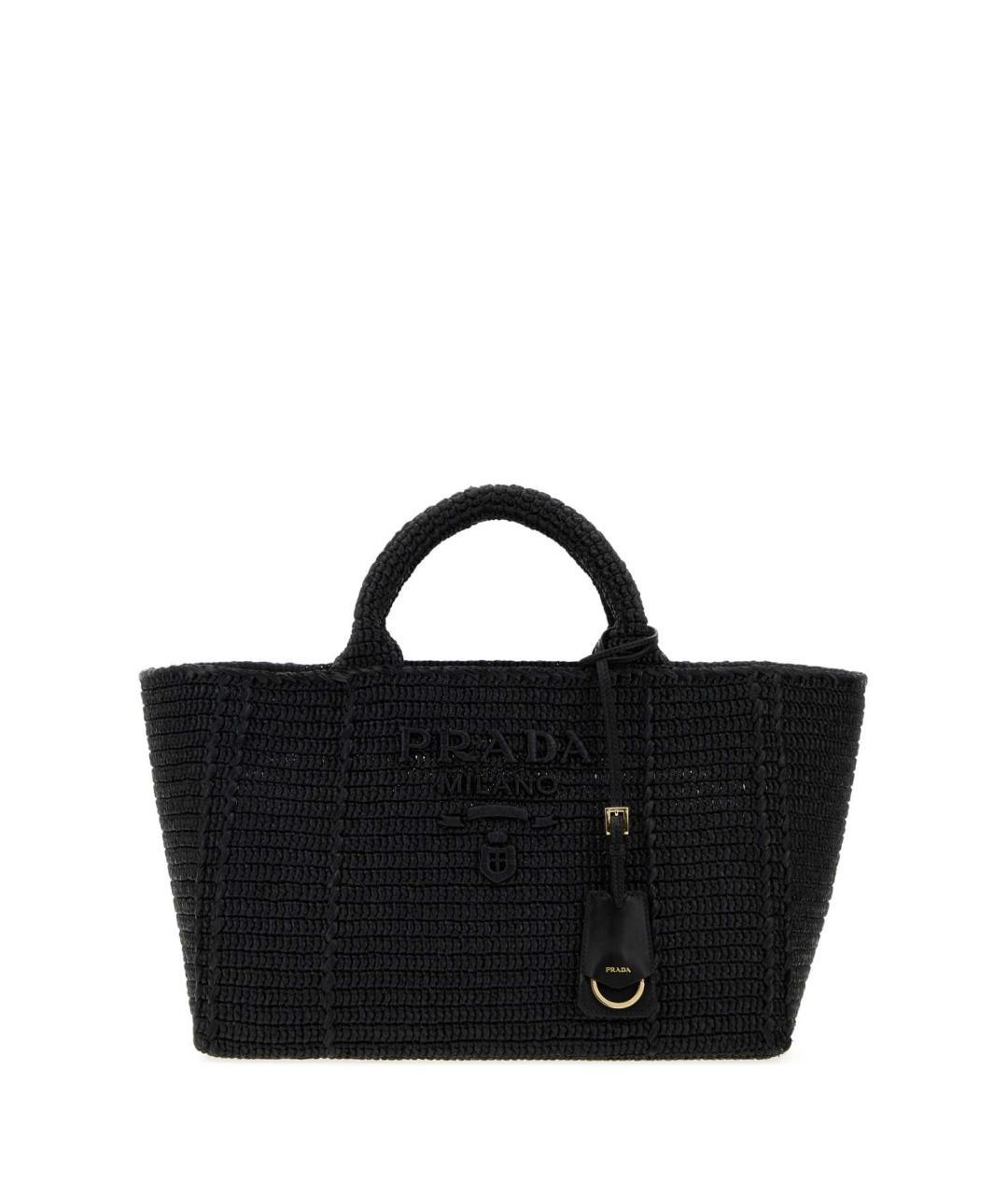 PRADA Черная пелетеная сумка тоут, фото 3