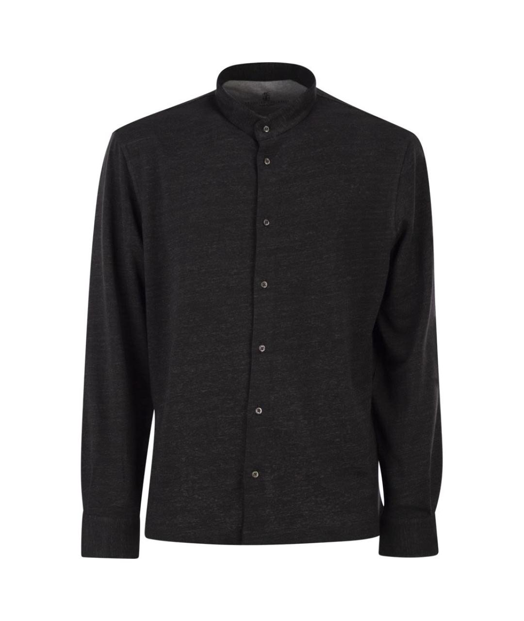 BRUNELLO CUCINELLI Антрацитовая льняная кэжуал рубашка, фото 1