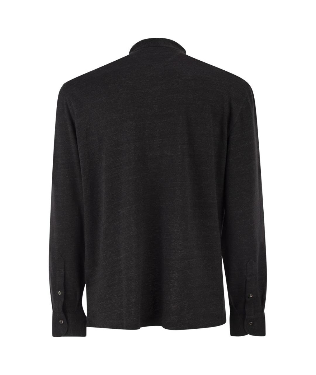 BRUNELLO CUCINELLI Антрацитовая льняная кэжуал рубашка, фото 2