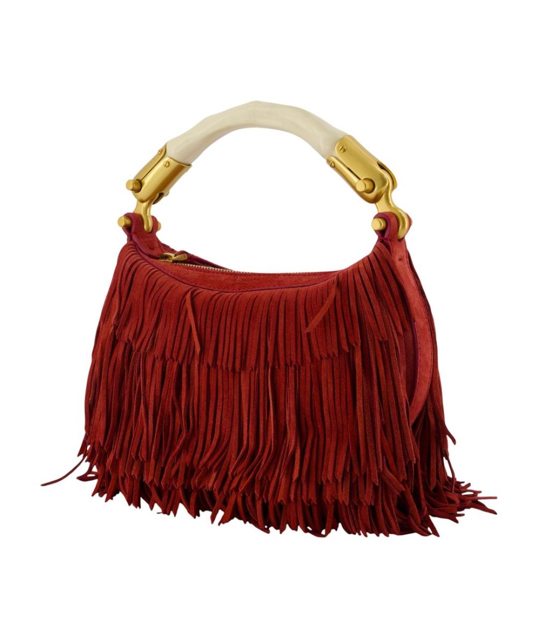 BALMAIN Красная замшевая сумка с короткими ручками, фото 2