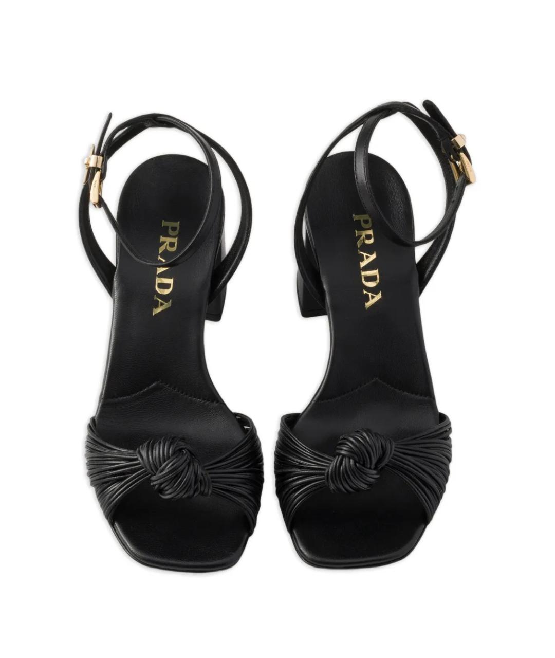 PRADA Черные кожаные босоножки, фото 4