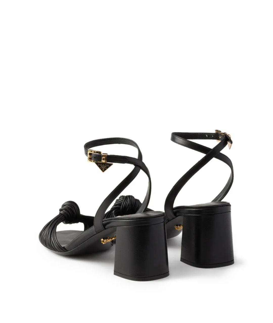 PRADA Черные кожаные босоножки, фото 3