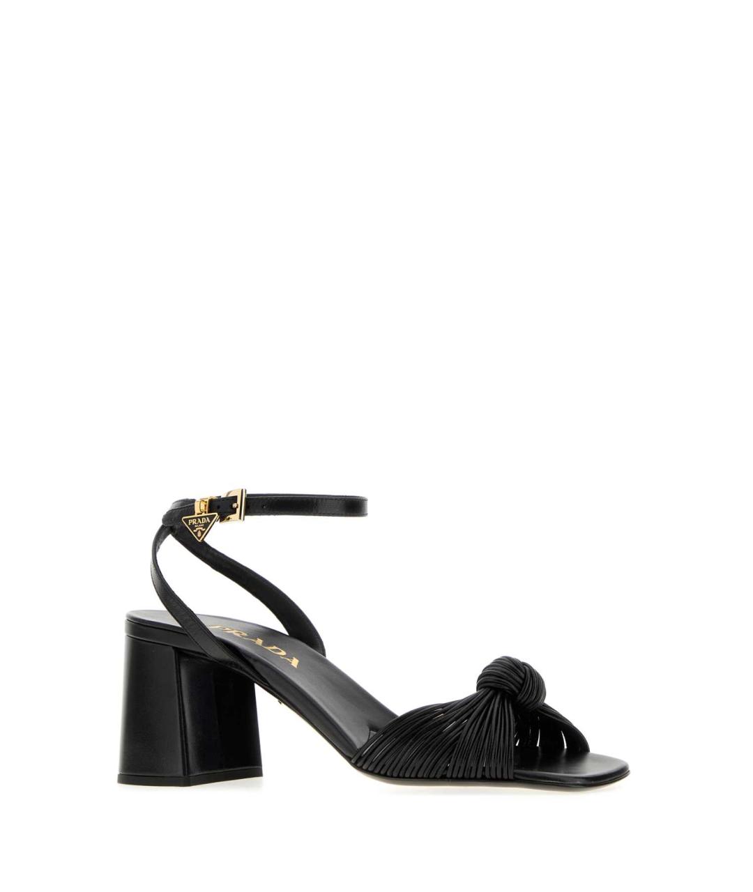 PRADA Черные кожаные босоножки, фото 2