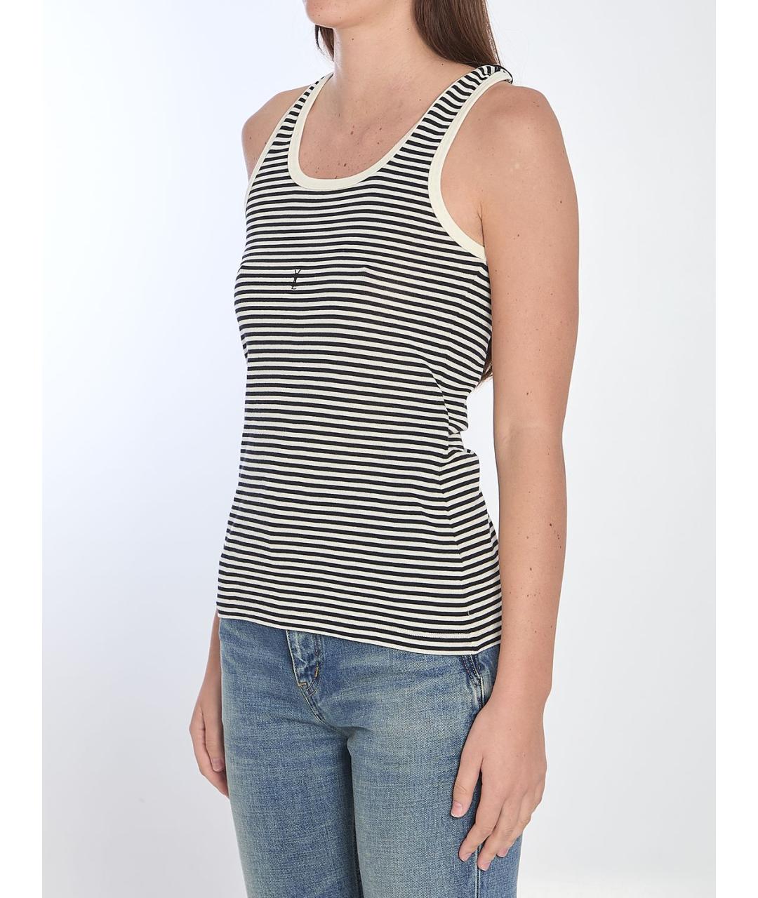 SAINT LAURENT Черная хлопковая майка, фото 2