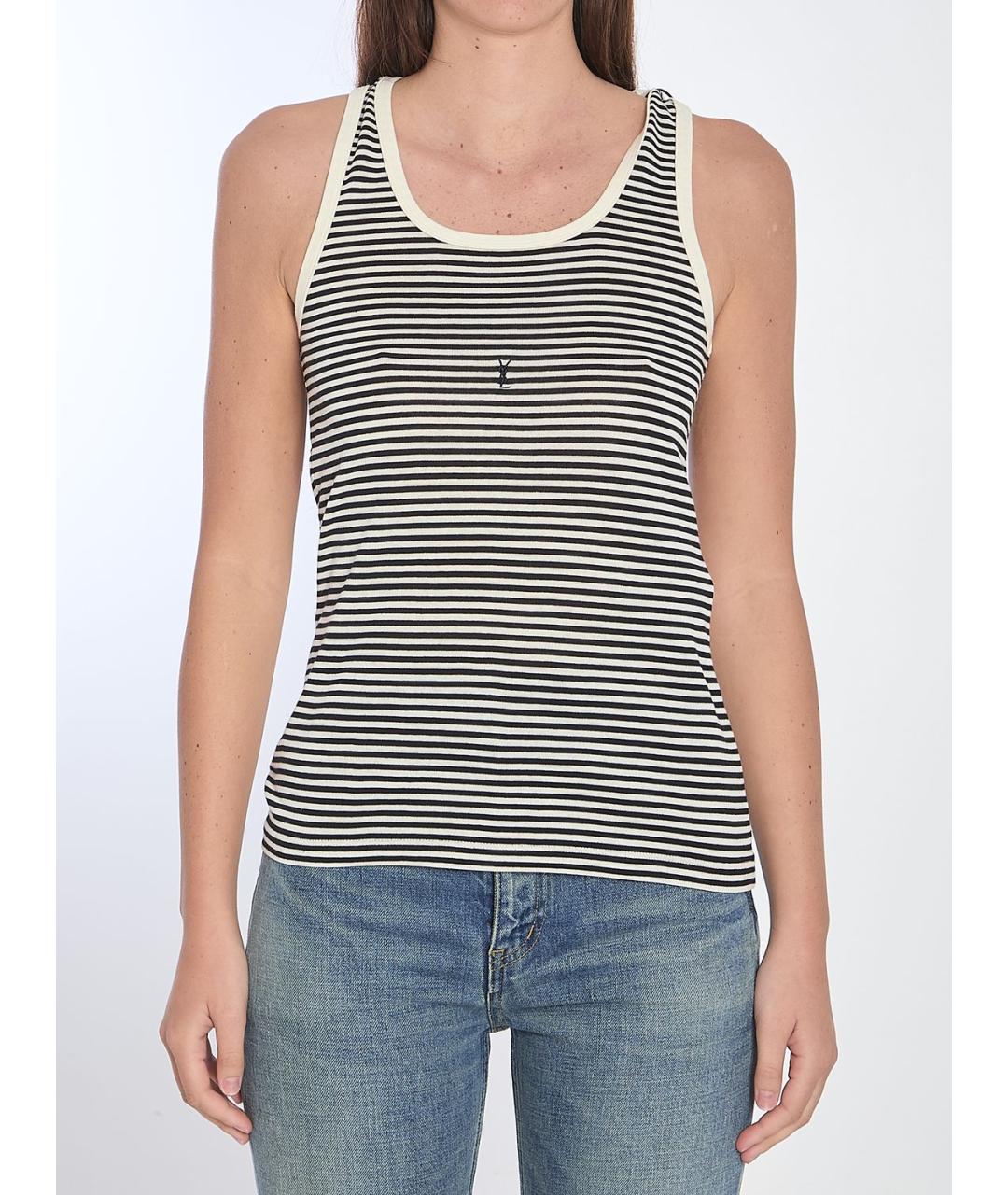 SAINT LAURENT Черная хлопковая майка, фото 5