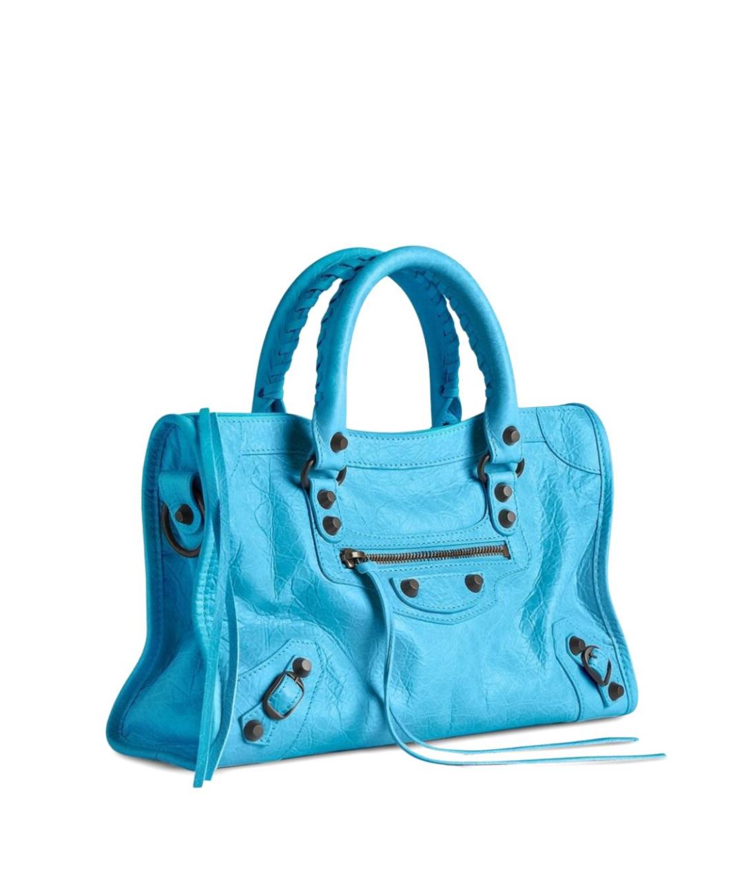 BALENCIAGA Синяя кожаная сумка с короткими ручками, фото 4