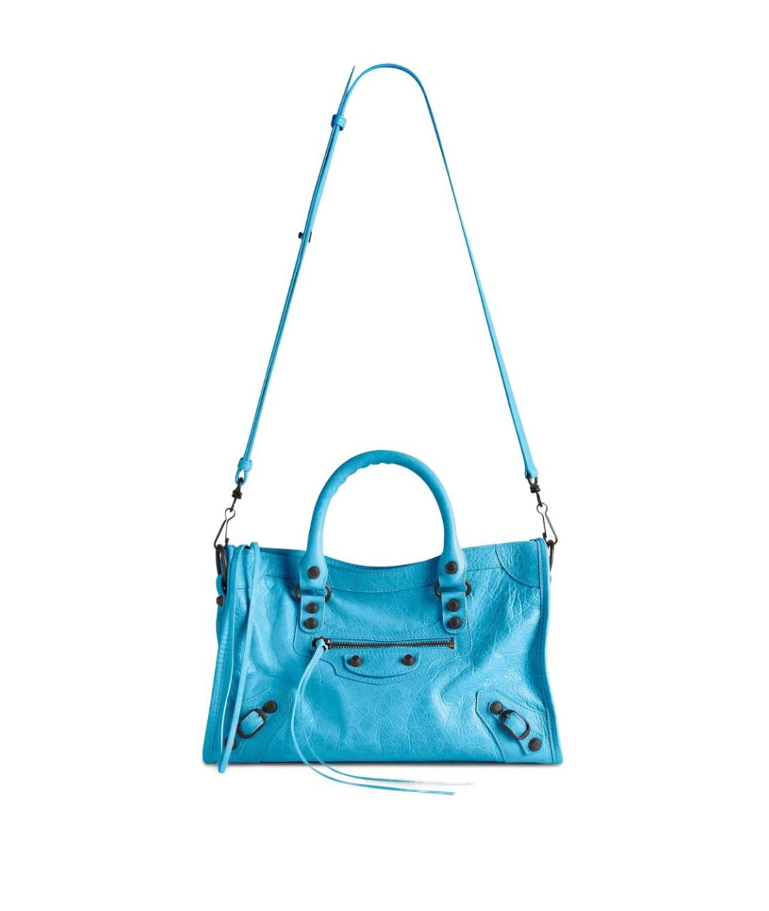 BALENCIAGA Синяя кожаная сумка с короткими ручками, фото 5