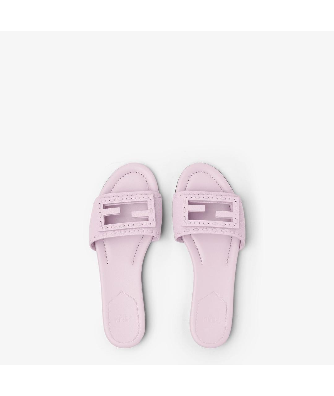FENDI Розовые кожаные сандалии, фото 4