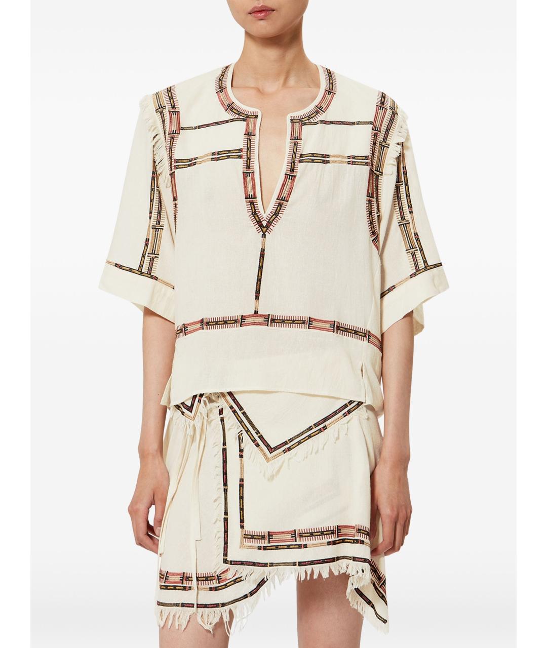 ISABEL MARANT Бежевая шелковая футболка, фото 5