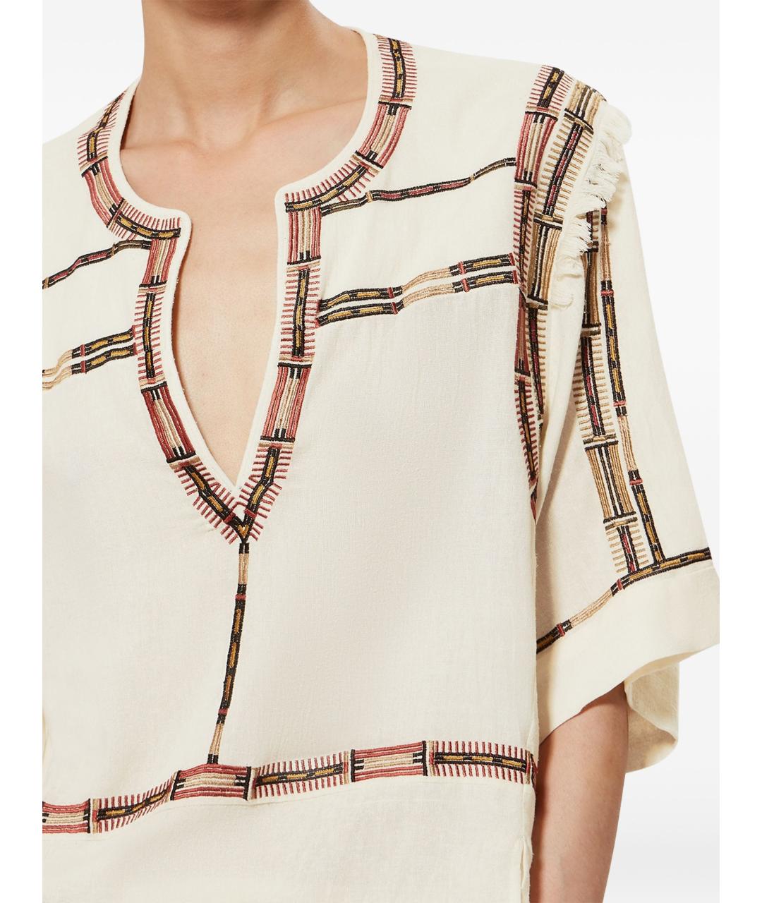 ISABEL MARANT Бежевая шелковая футболка, фото 4