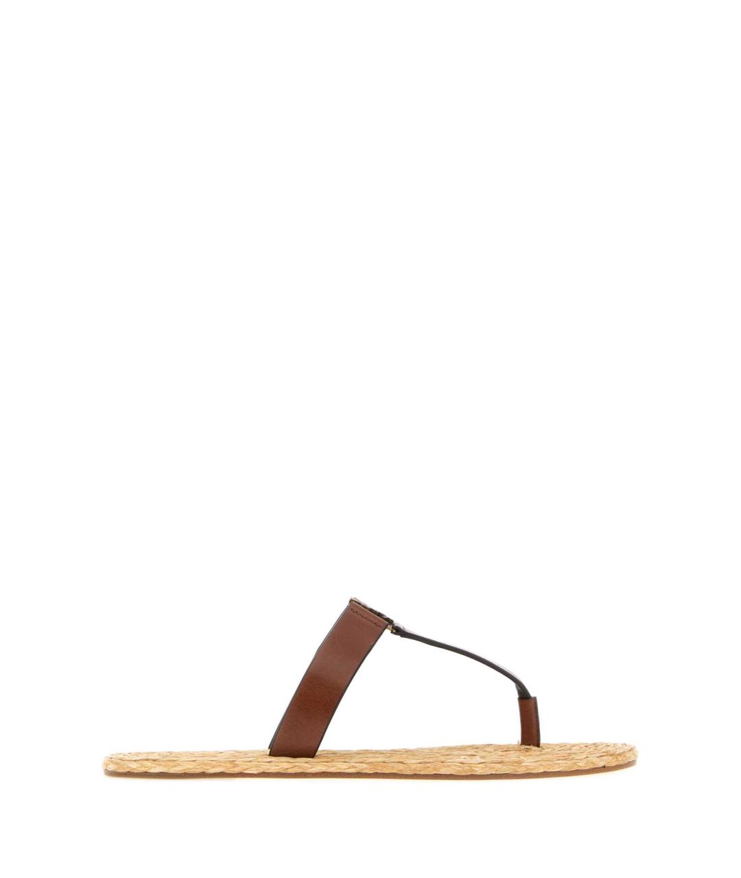 SAINT LAURENT Коричневые кожаные шлепанцы, фото 1