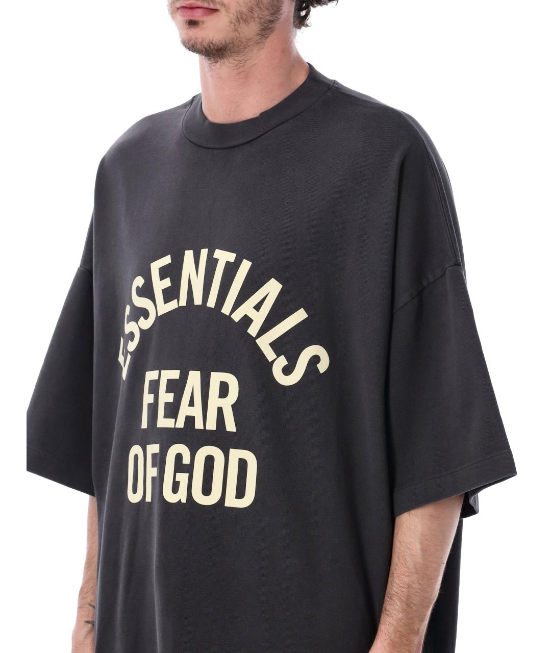 FEAR OF GOD ESSENTIALS Черная хлопковая футболка, фото 4