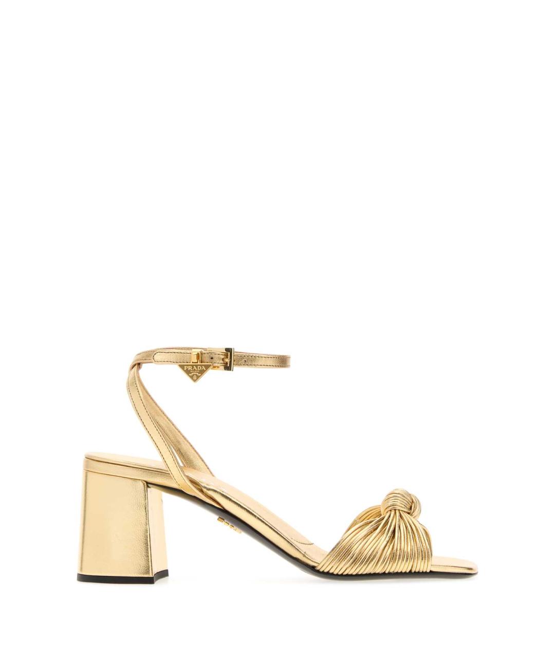 PRADA Золотые кожаные босоножки, фото 1