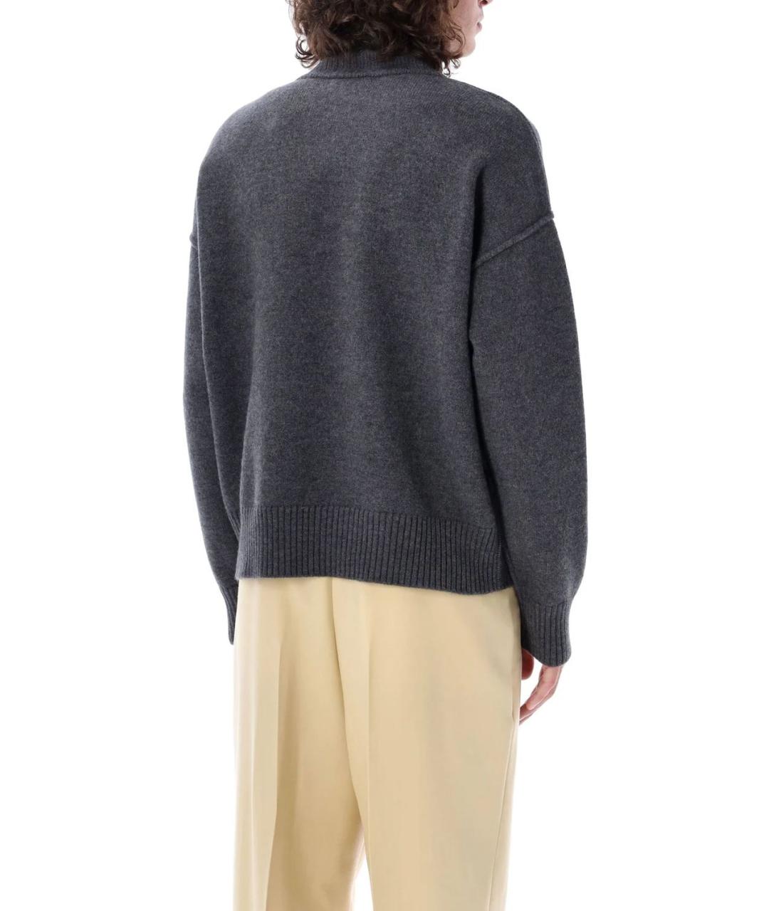 Ami Paris Серый шерстяной джемпер / свитер, фото 3