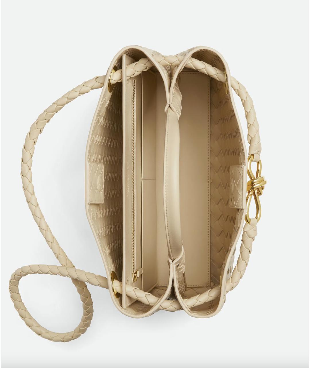 BOTTEGA VENETA Бежевая кожаная сумка тоут, фото 5
