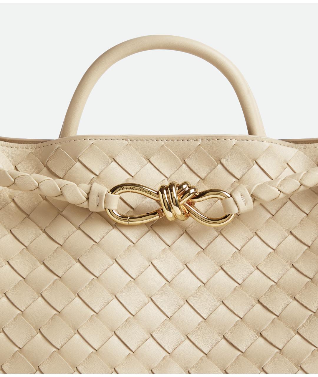 BOTTEGA VENETA Бежевая кожаная сумка тоут, фото 6