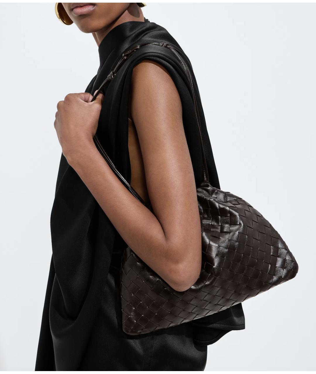 BOTTEGA VENETA Коричневая кожаная сумка через плечо, фото 5