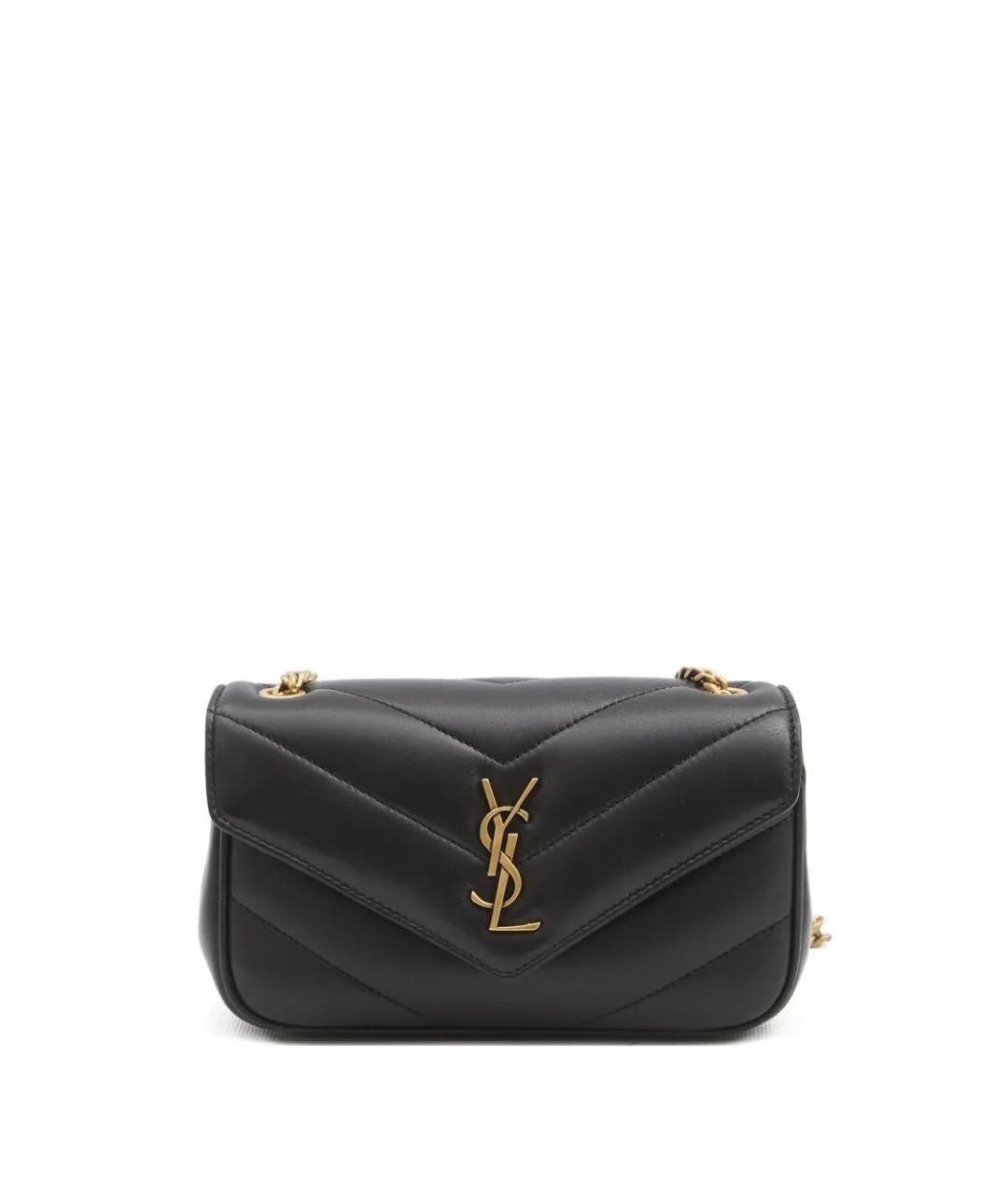 SAINT LAURENT Черная кожаная сумка через плечо, фото 1